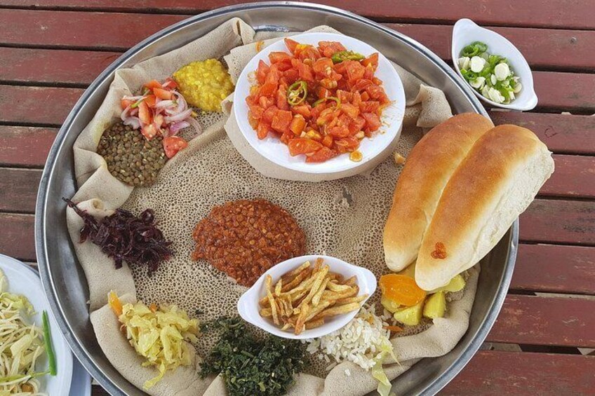 Ethiopian vegetarian meal known as Beyaynet