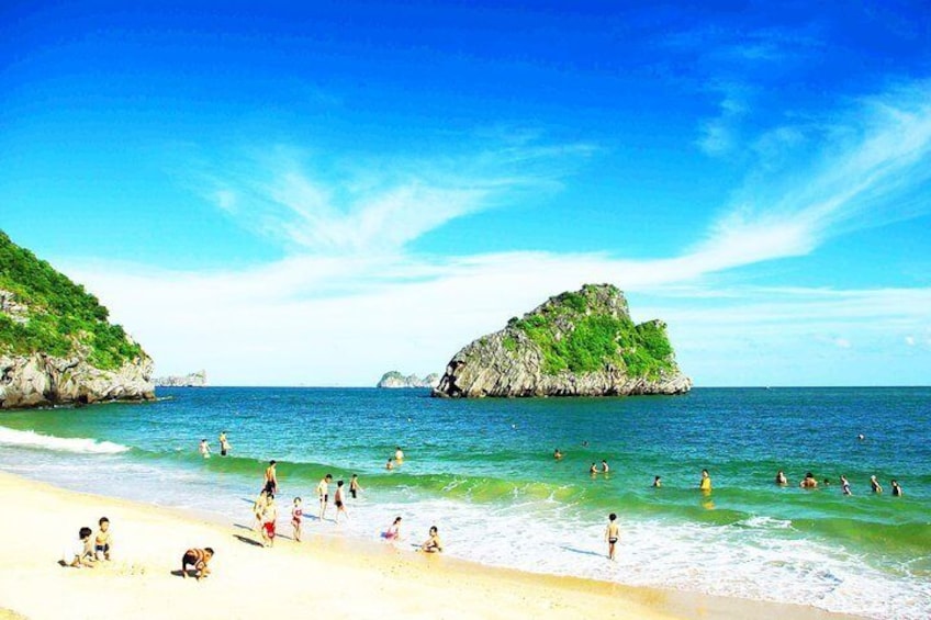 Swimming Cat Co Beach on Cat Ba Island