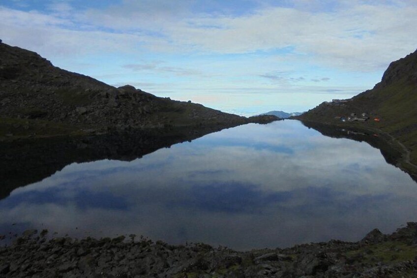 The Holy Gosainkunda Lake on a clear day.