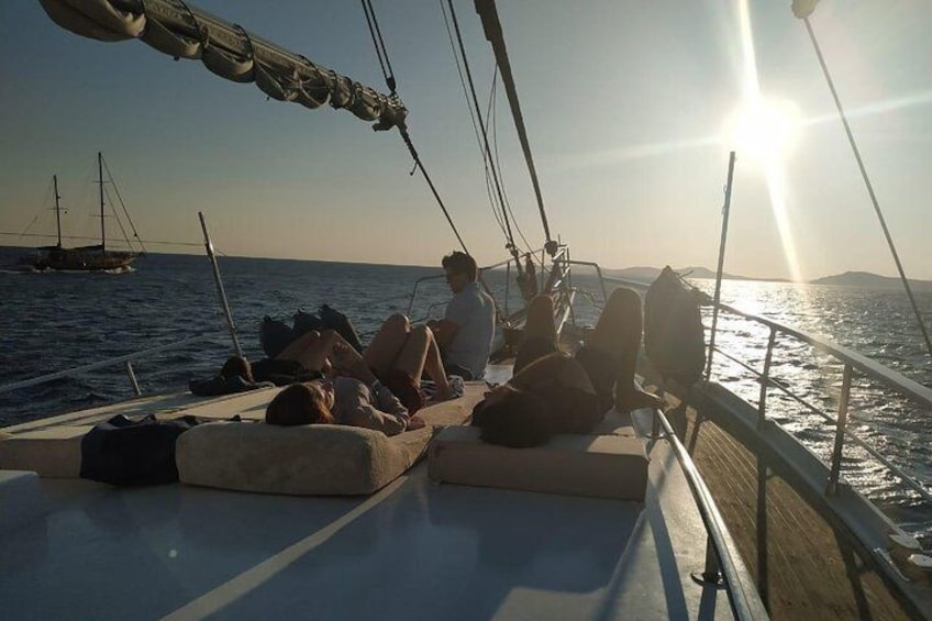 Mykonos Sail Cruise to Delos&Rhenia, BBQ&Drinks, optional Delos Tour & Transfer