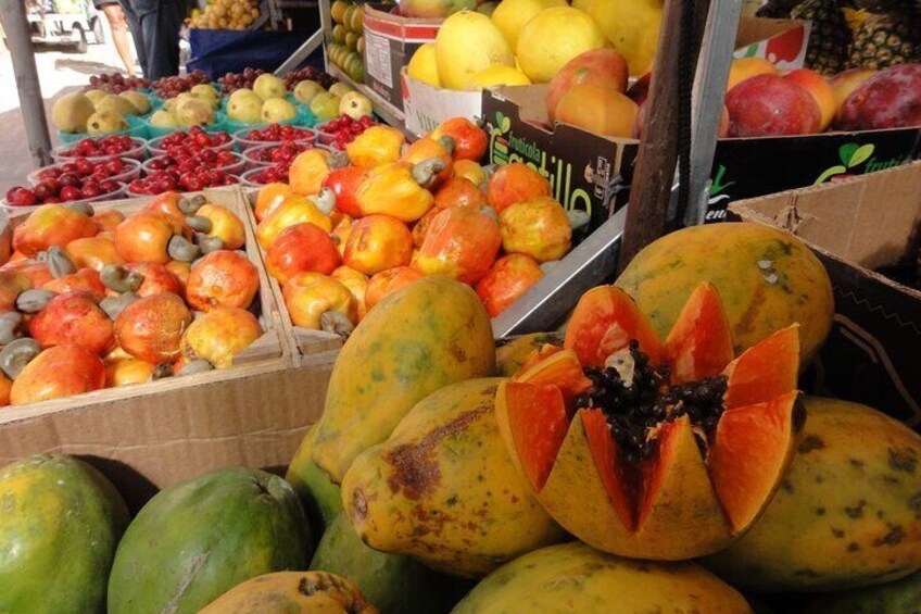 Fresh fruits on the market with Ivan Bahia Guide, in Salvador da Bahia