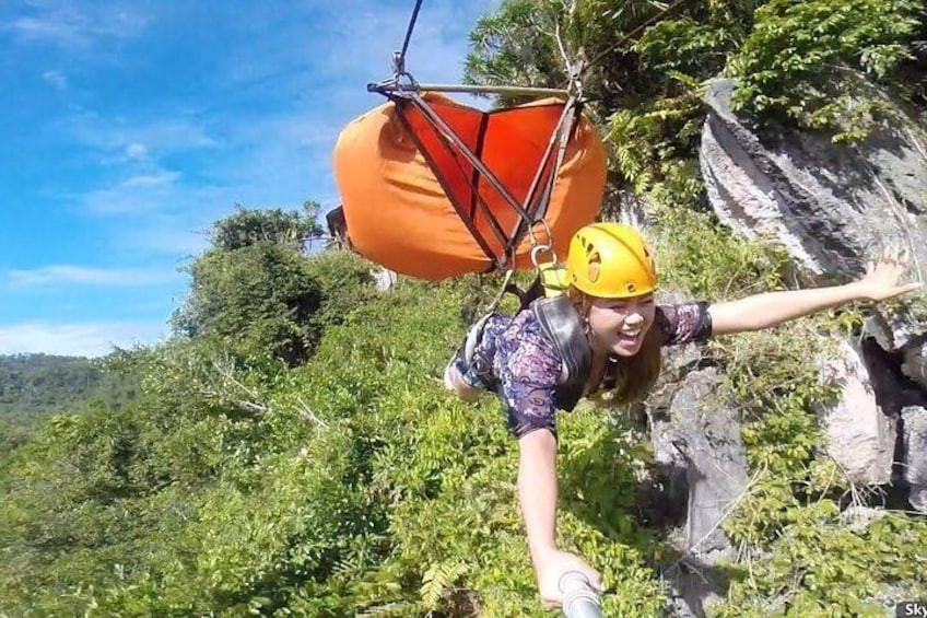 Zip line flight at Ugong Rock Adventures