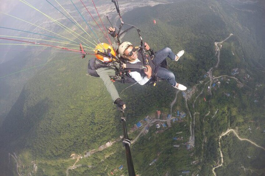 An exciting passanger flying like a bird.