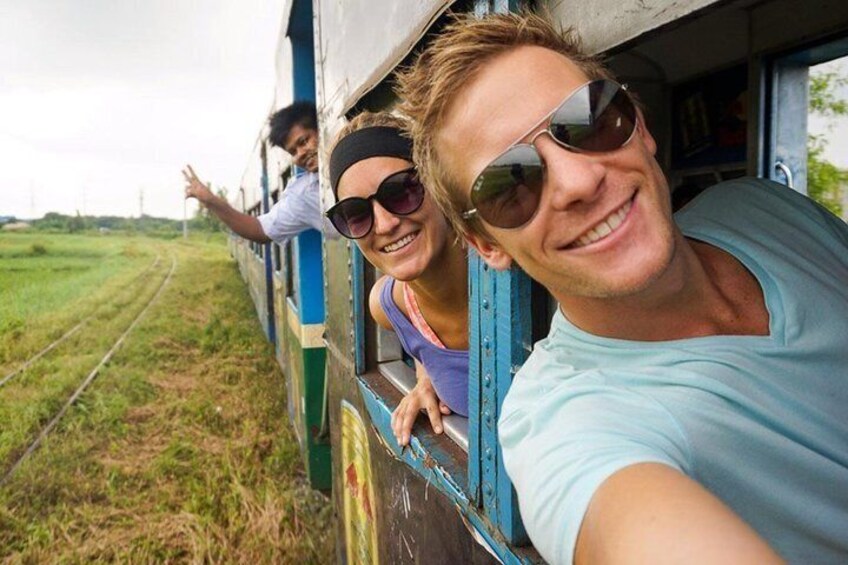 Circular Train riding in suburban area