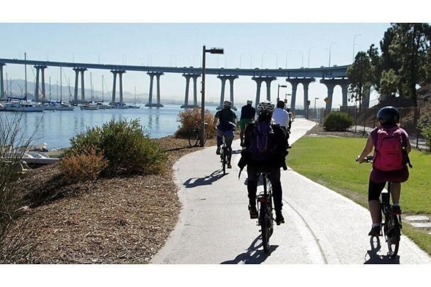 About to ride under the Coronado Bridge