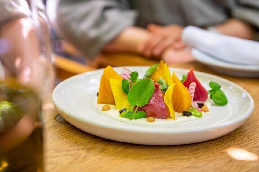 A summer dish featuring Beetroot done in three ways