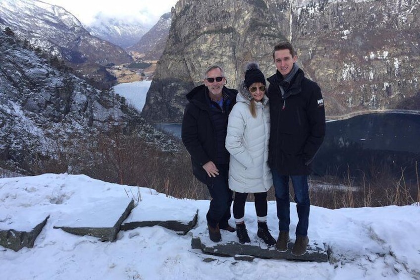 A group from New York as they arrived at one of the viewpoints facing the Sognefjord