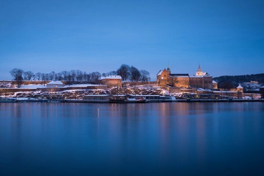 Akershus Fortress covered in snow