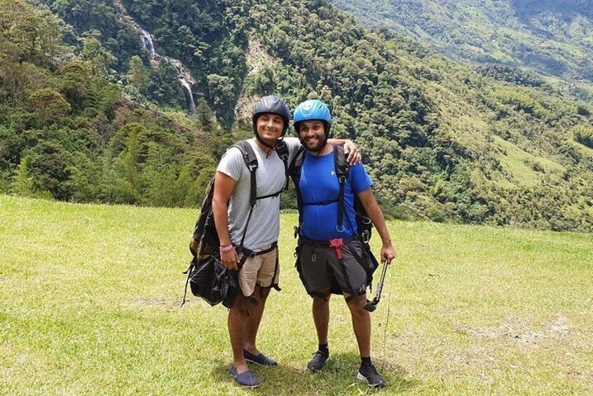 PARAGLIDING over giant waterfalls private tour plus option Guatape from Medellin