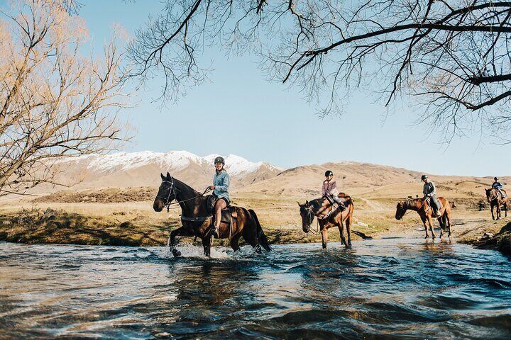 Splashing through the mighty Cardrona River 