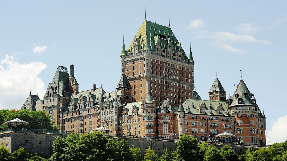 wide view of Chateau Frontenac in Quebec City