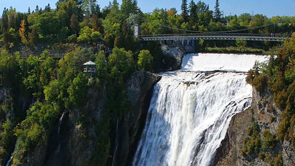 Panoramic view Montmorency Falls outside of Quebec City