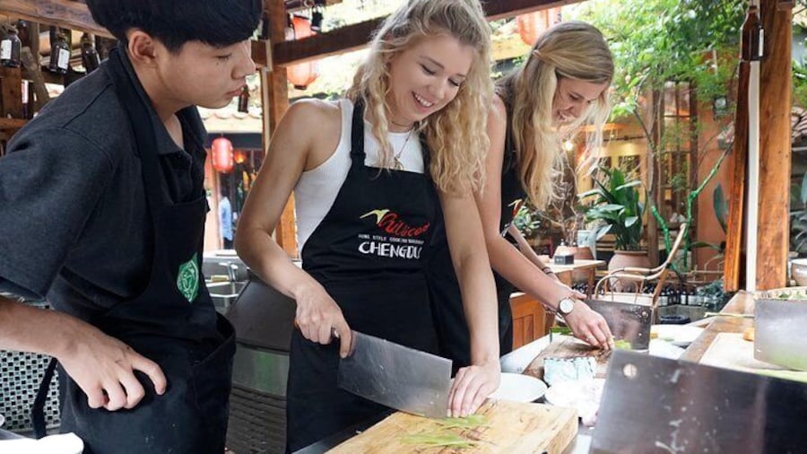 Cooking in traditional courtyard