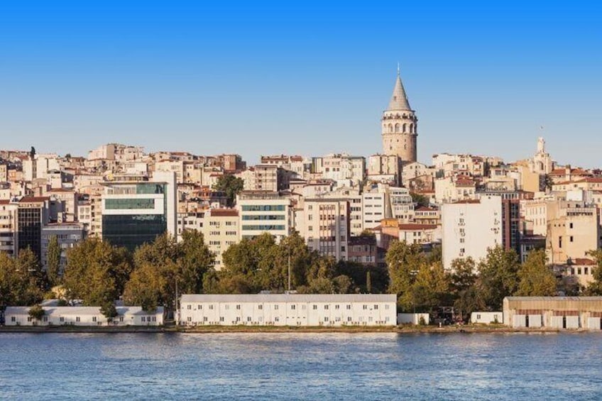 View of Galata Tower from Bosphorus in Istanbul