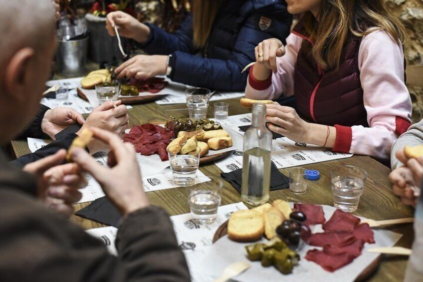 Enjoying traditional Greek small bites