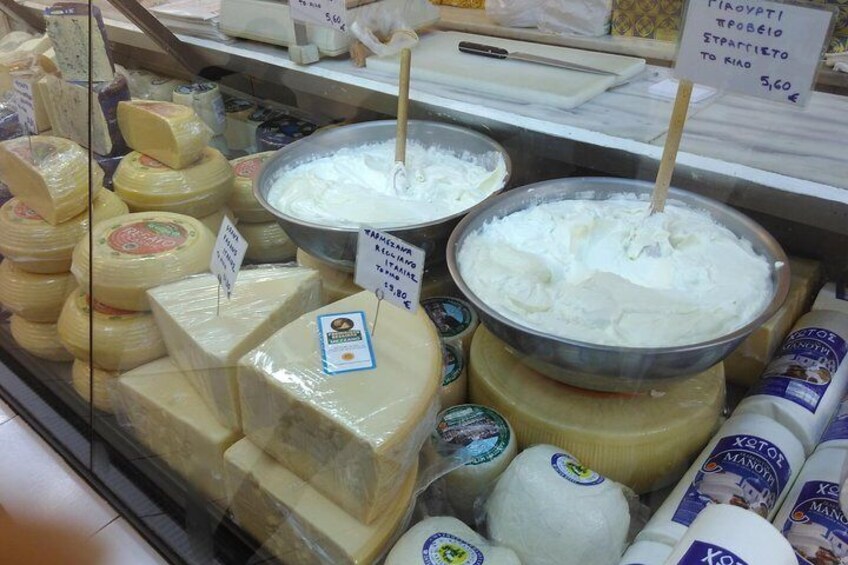 A selection of local cheese and yogurt