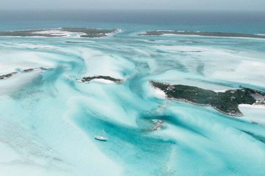 Views during your flight over to Staniel Cay