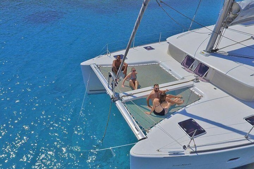 Relax on the spacious bow net