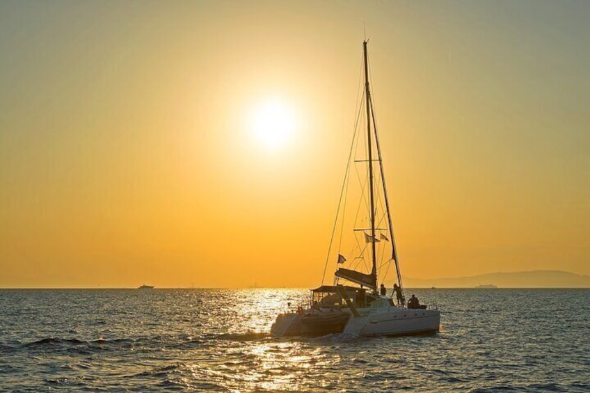 Athens Semi-Private Half-day Sunset cruise with a sailing catamaran