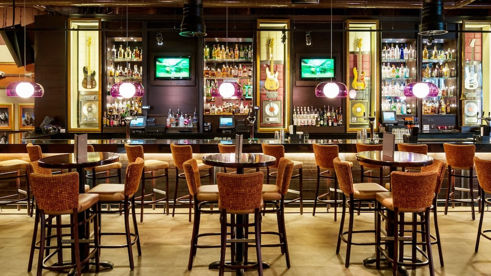 Bar seating at the Hard Rock Cafe in Cologne