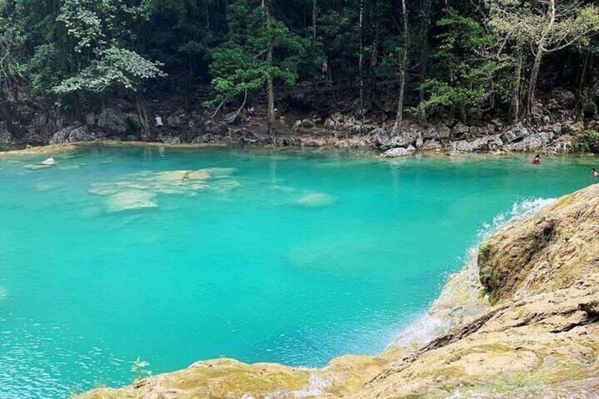 Turquoise- colored natural pools
