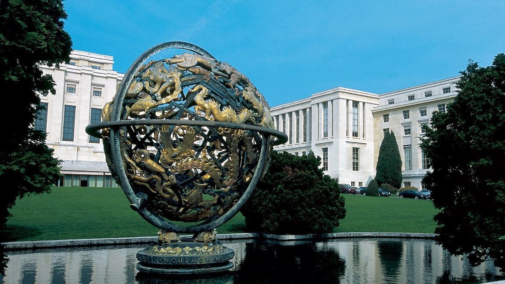 globe statue in geneva