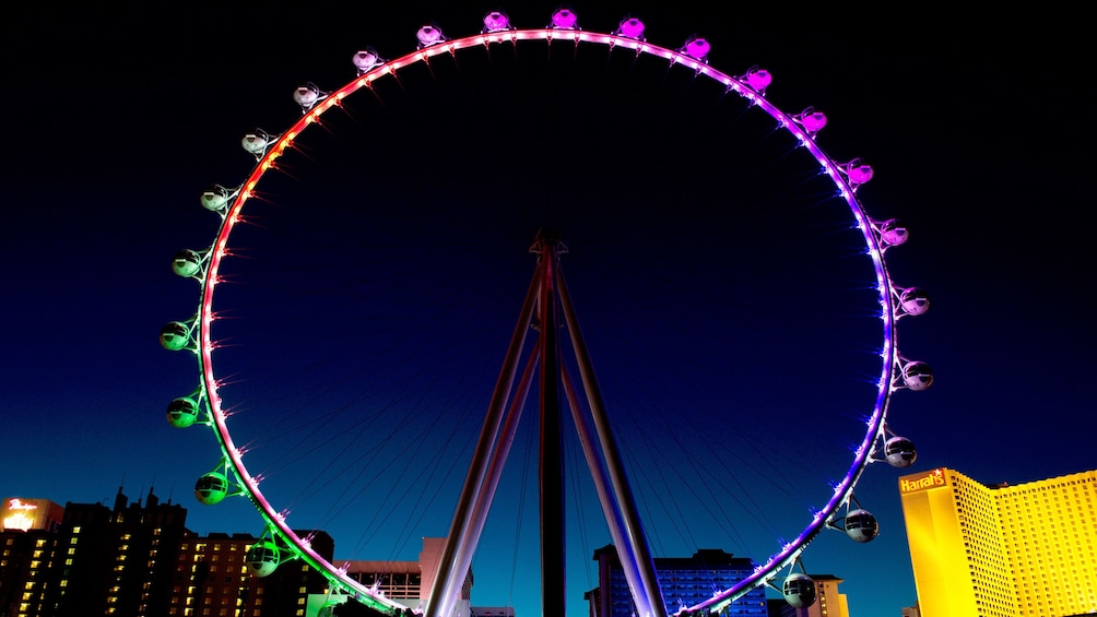 Nighttime view of The High Roller Observation Wheel in Las Vegas