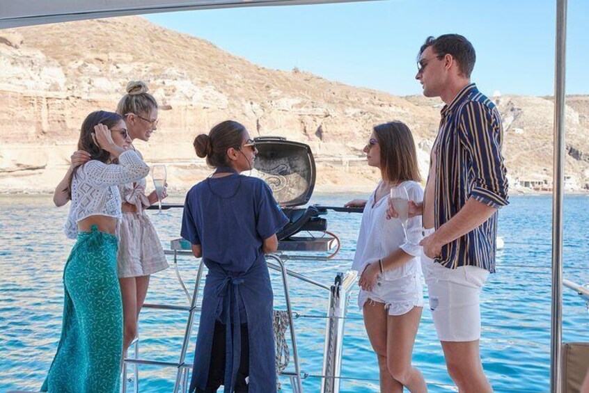 Santorini Gold Semi Private Catamaran Cruise