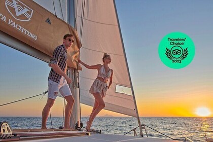 WE CREATE MEMORIES Santorini Gold Catamaran Tour BBQ&Drinks&meal