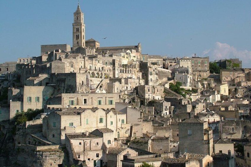 MATERA - view of the “Sasso Barisano” and the Cathedral