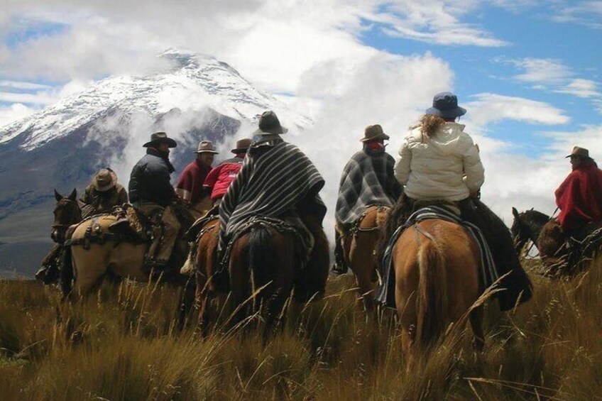 Day 1: (Option A) Horse riding on the slopes of the cotopaxi volcano.