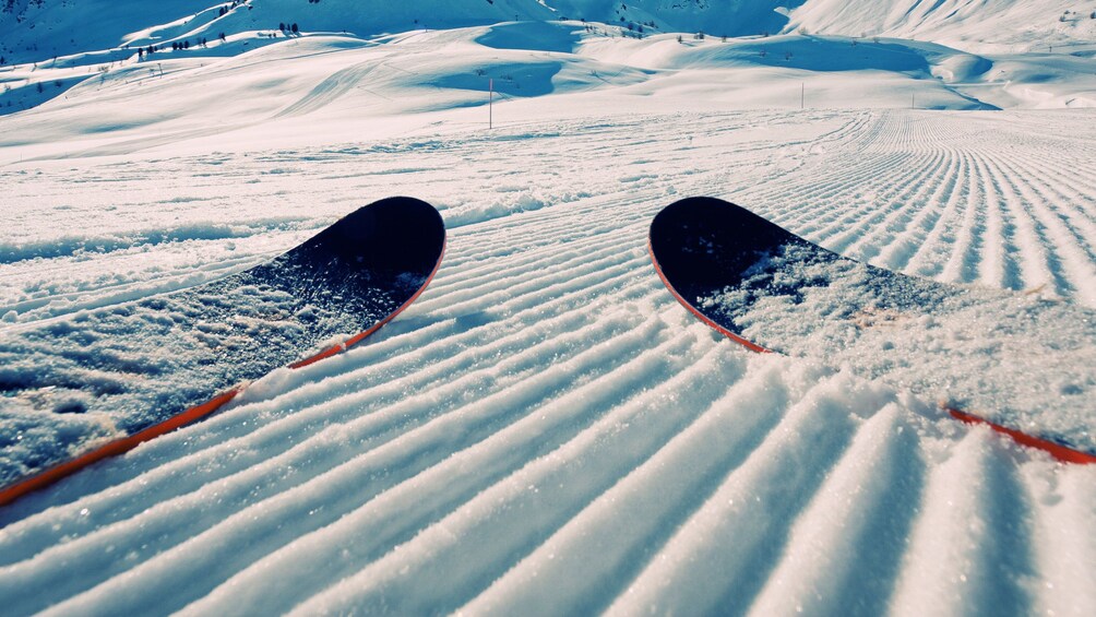 Taking a break from skiing in the snow at Deer Valley