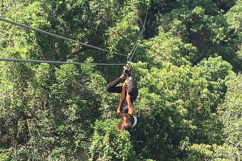 Experience the rush of ziplining 5 kms (16 lines) over caves, canyons, mountaintops and rainforest.