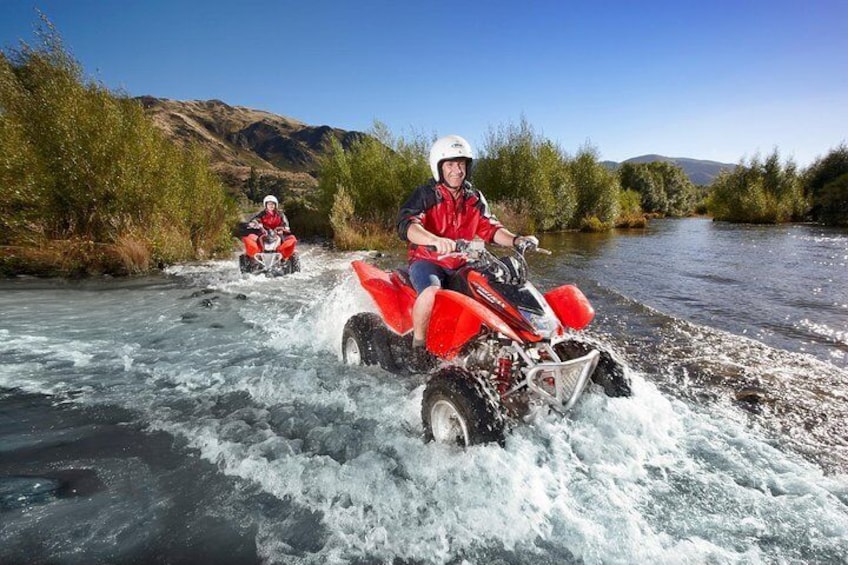 Hanmer Springs Attractions river crossing on Quad Bikes