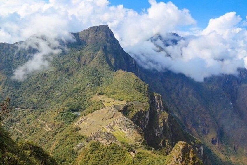 View of Machu Picchu from above when you hike Huaynapicchu mountain
