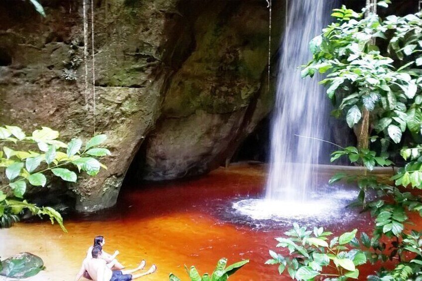 The natural swimming pool formed by the water of rain