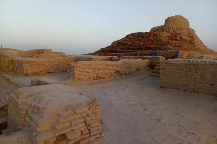 Archaeological Ruins at Moenjodaro.The ruins of the huge city of Moenjodaro – built entirely of unbaked brick in the 3rd millennium B.C. – lie in the Indus valley.