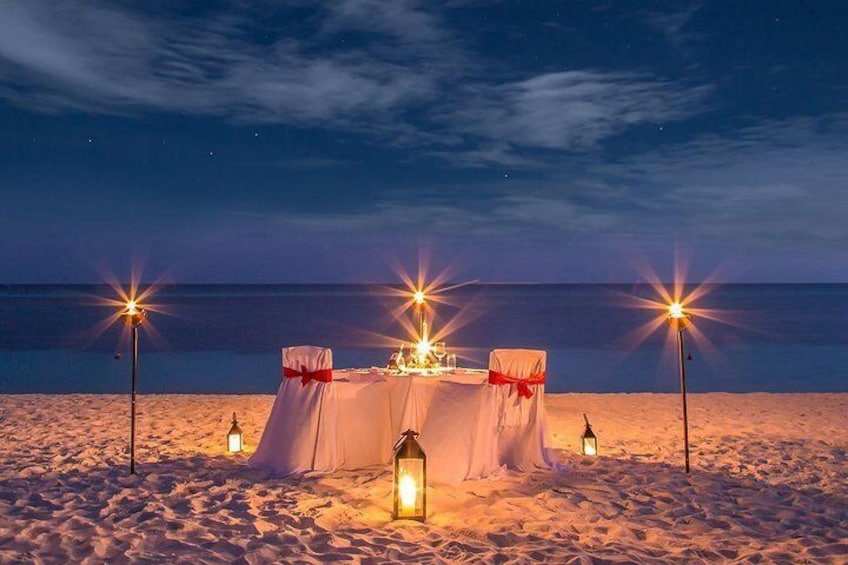 Candle light dinner on the beach