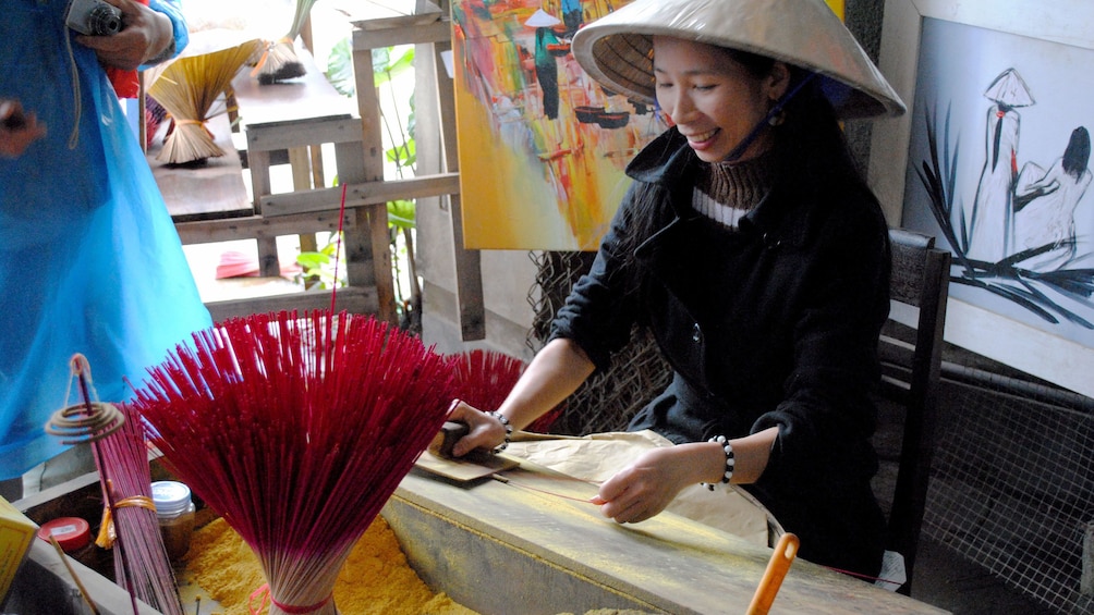 Locals making incense in Nha Trang