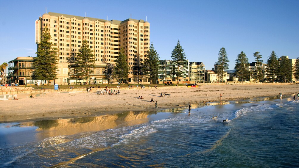 Beachgoers in Glenelg