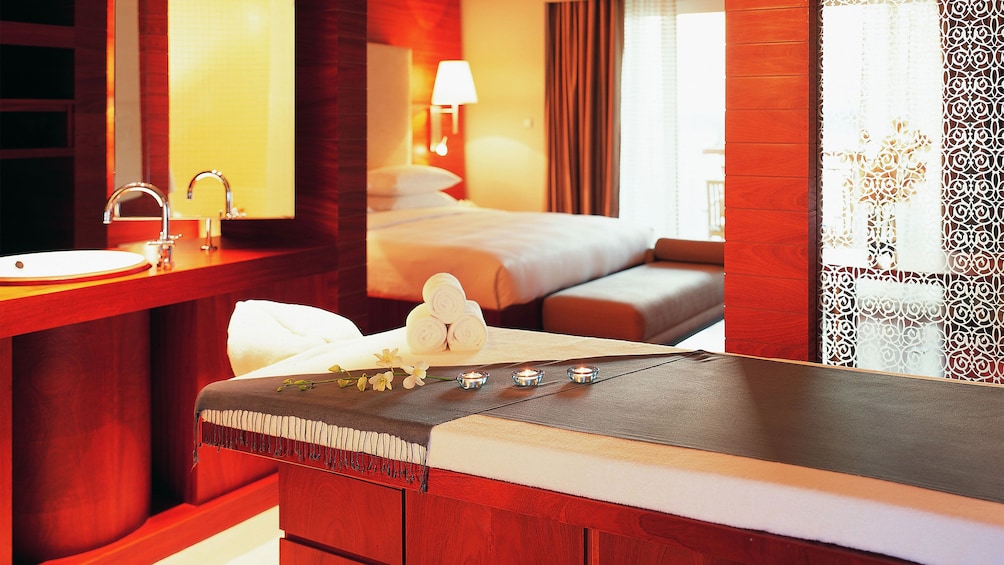 Show item 5 of 5. massage table in beautiful suite at Amara Spa in Abu Dhabi