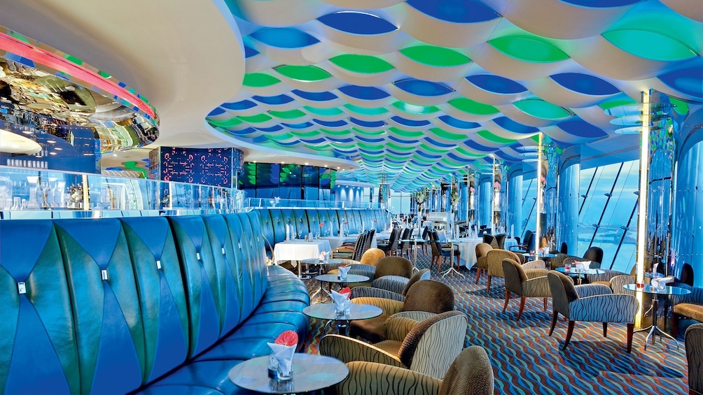 guest dining area at Burj Al Arab hotel in Abu Dhabi