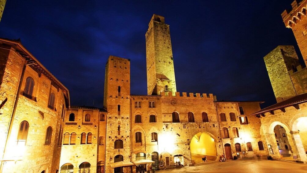 illuminated stone buildings in Italy