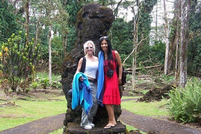 Standing in front of a lava tree mold