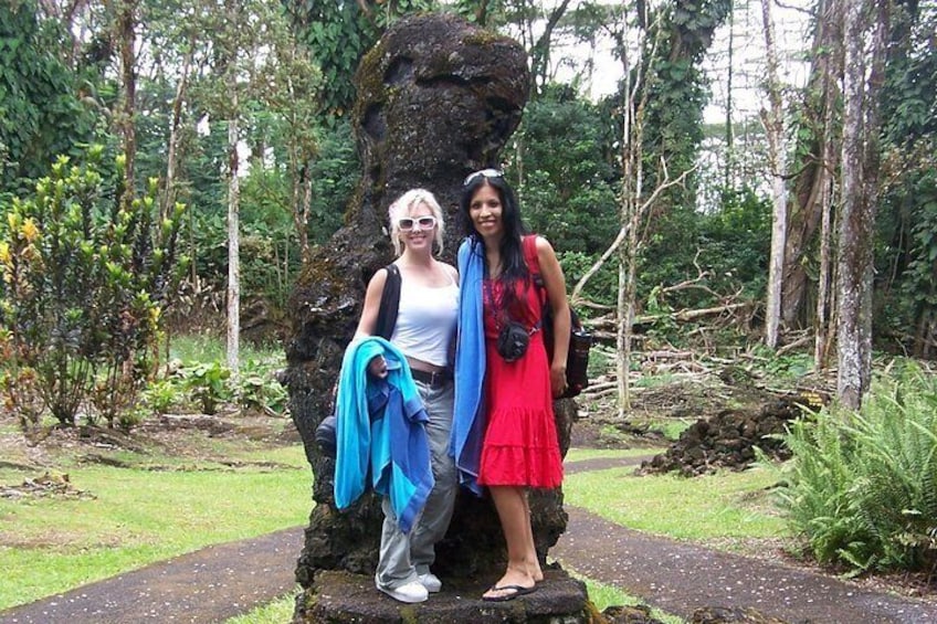 Standing in front of a lava tree mold