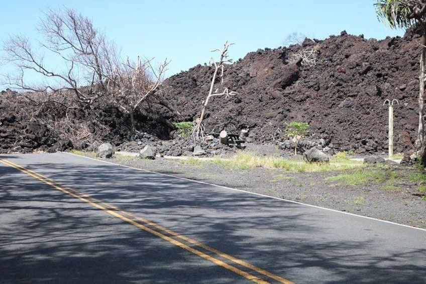 Lava crossing road