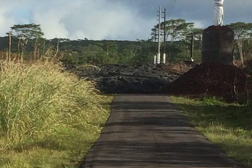 Lava flow that blocked road