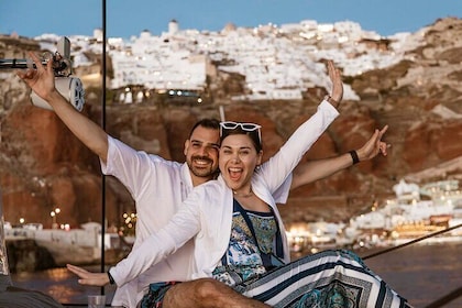 Santorini Catamaran Cruise with Swim-Stops, Greek Meal and Sunset