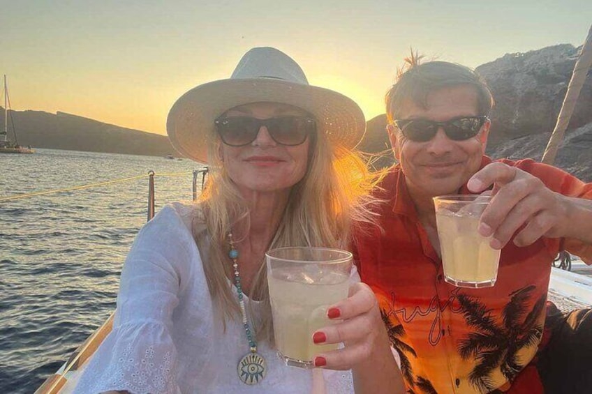 Santorini Luxury Caldera Cruise with Full Greek Meal and Sunset