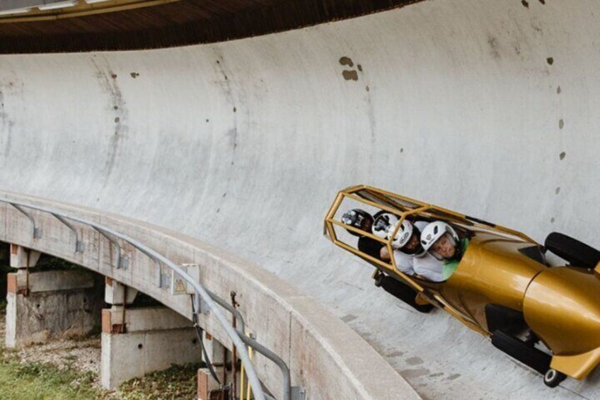 Latvia Bobsleigh and luge track ride experience (Summer Bob)